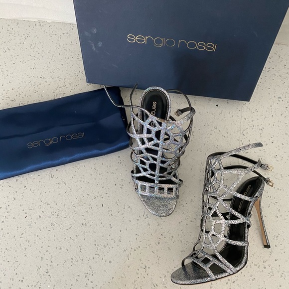 New Sergio Rossi silver puzzle sandals - Picture 3 of 15